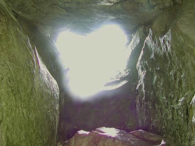 Looking out from the passage in Cairn B.